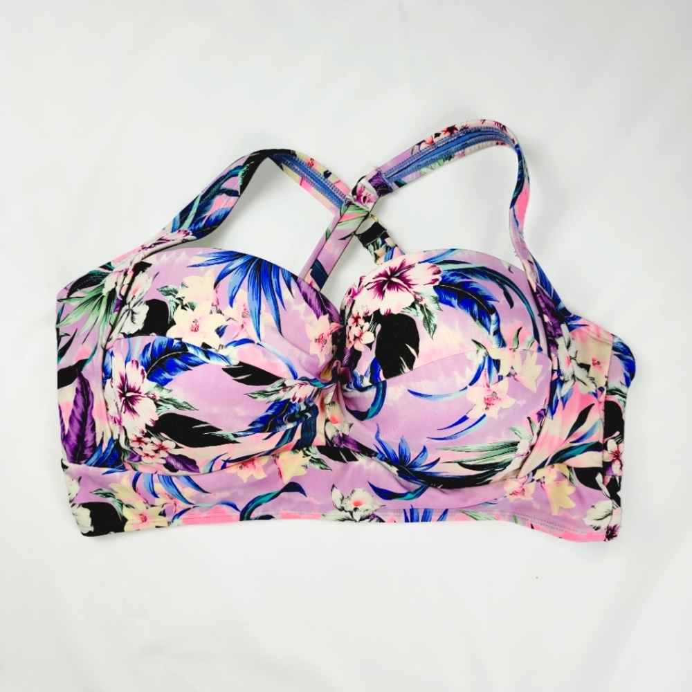Womens Plus Size 3X Bikini Floral Tropical Swimming Bathing Suit Tank Top